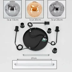 Ripoll Suspension, Boule lumineuse, Suspension, Suspension grappe Ambre, Fumé, 3 lumières