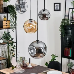 Ripoll Suspension, Boule lumineuse, Suspension, Suspension grappe Ambre, Fumé, 3 lumières