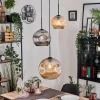 Ripoll Suspension, Boule lumineuse, Suspension, Suspension grappe Ambre, Chrome, Fumé, 3 lumières