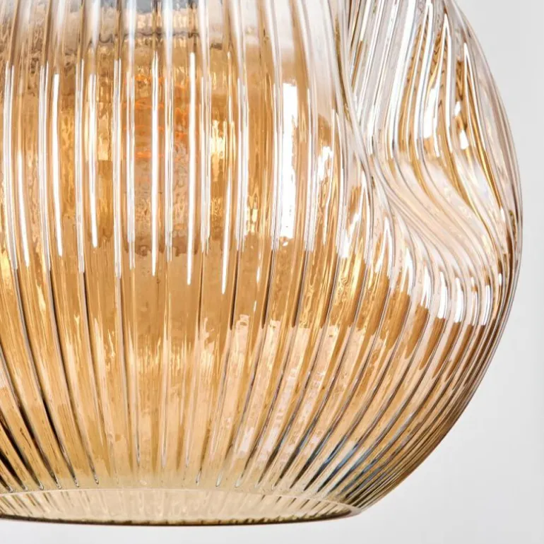 Ripoll Suspension, Boule lumineuse, Suspension, Suspension grappe Ambre, Chrome, Fumé, 3 lumières