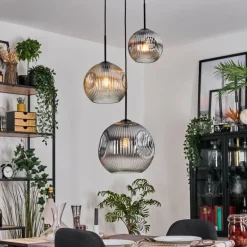 Ripoll Suspension, Boule lumineuse, Suspension, Suspension grappe Ambre, Clair, Fumé, 3 lumières