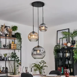 Ripoll Suspension, Boule lumineuse, Suspension, Suspension grappe Ambre, Clair, Fumé, 3 lumières