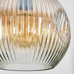 Ripoll Suspension, Boule lumineuse, Suspension grappe Ambre, Clair, Fumé, 3 lumières