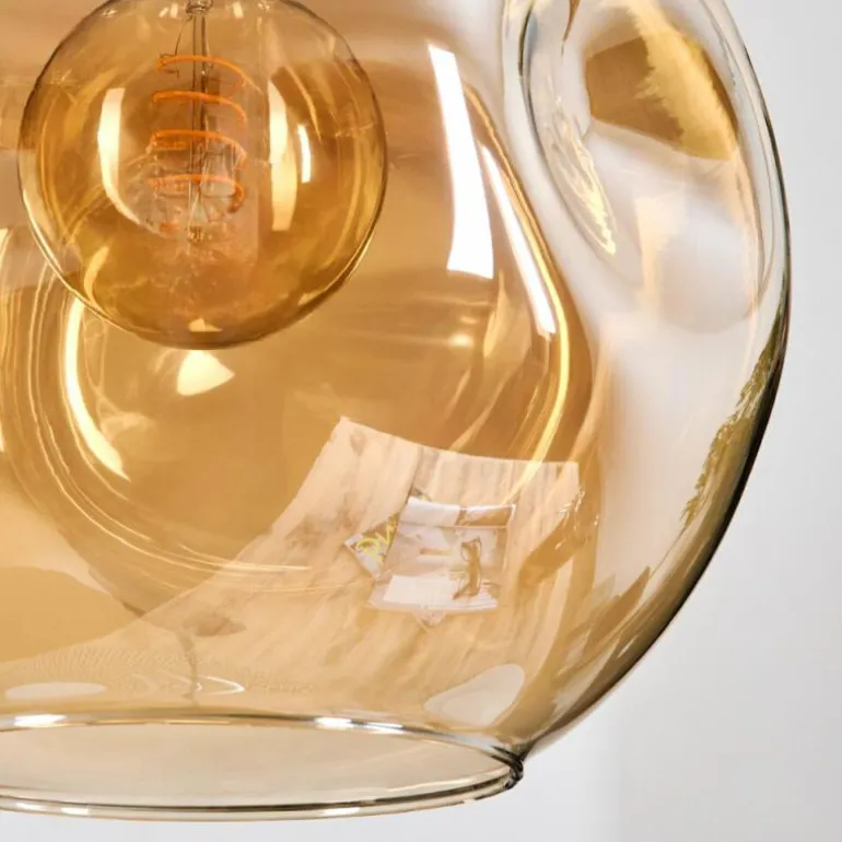 Ripoll Suspension, Boule lumineuse, Suspension grappe Ambre, Fumé, 3 lumières