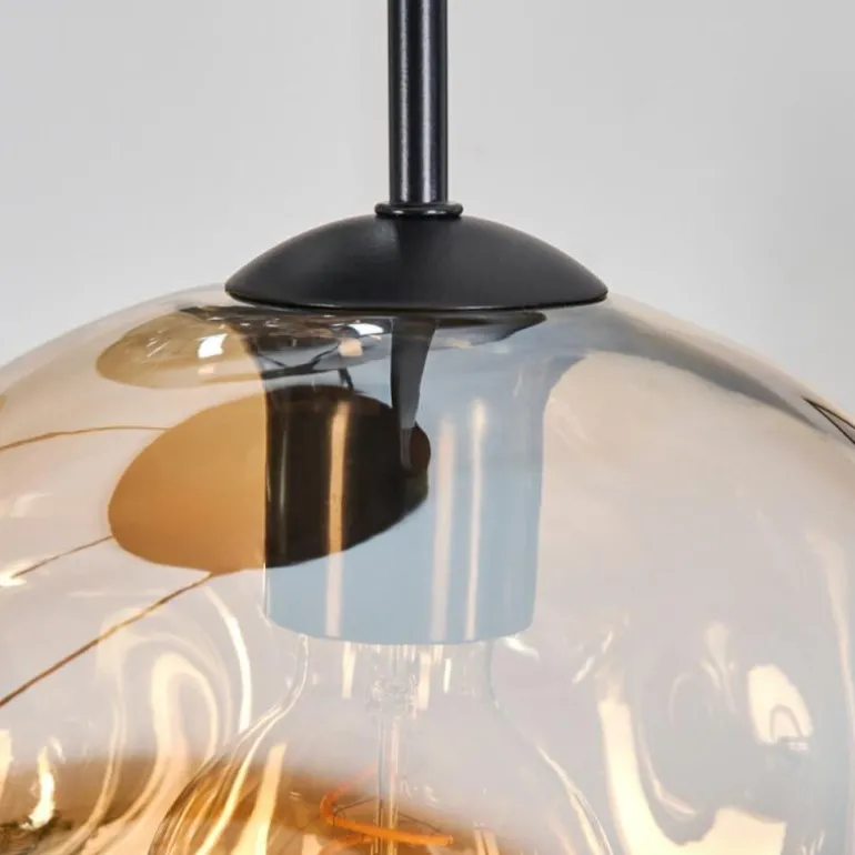 Ripoll Suspension, Boule lumineuse, Suspension grappe Ambre, Fumé, 5 lumières