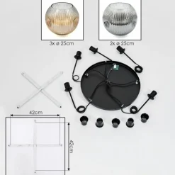 Ripoll Suspension, Boule lumineuse, Suspension grappe Ambre, Clair, Fumé, 5 lumières