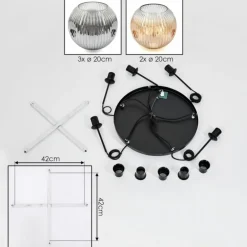 Ripoll Suspension, Boule lumineuse, Suspension grappe Ambre, Clair, Fumé, 5 lumières