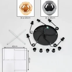 Ripoll Suspension, Boule lumineuse, Suspension grappe Ambre, Fumé, 5 lumières