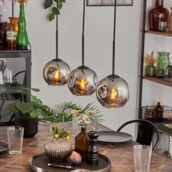 Ripoll Suspension Chrome, Fumé, 3 lumières