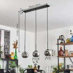 Ripoll Suspension Chrome, Fumé, 3 lumières