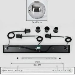 Ripoll Suspension Chrome, Fumé, 3 lumières