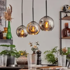 Ripoll Suspension Chrome, Fumé, 3 lumières