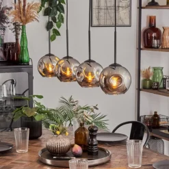 Ripoll Suspension Chrome, Fumé, 4 lumières