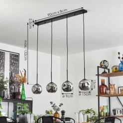 Ripoll Suspension Chrome, Fumé, 4 lumières