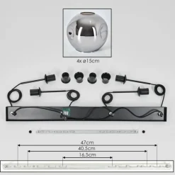 Ripoll Suspension Chrome, Fumé, 4 lumières