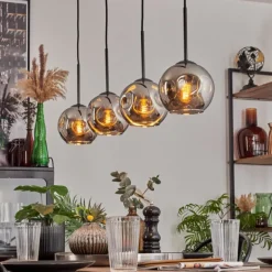 Ripoll Suspension Chrome, Fumé, 4 lumières