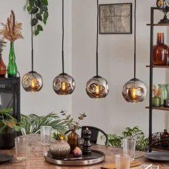 Ripoll Suspension Chrome, Fumé, 4 lumières