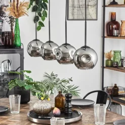 Ripoll Suspension Chrome, Fumé, 4 lumières