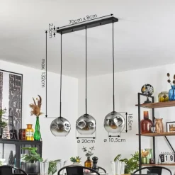 Ripoll Suspension Clair, Fumé, 3 lumières