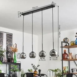 Ripoll Suspension Noir, 4 lumières