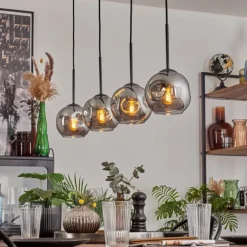 Ripoll Suspension Noir, 4 lumières