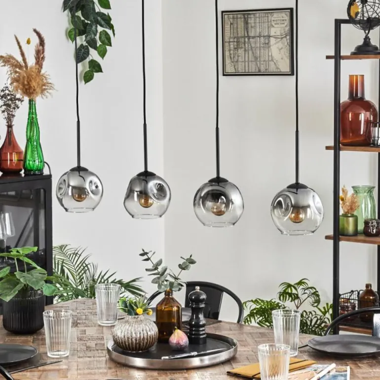 Ripoll Suspension Noir, 4 lumières