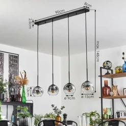 Ripoll Suspension Noir, 4 lumières