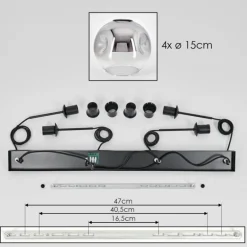 Ripoll Suspension Noir, 4 lumières