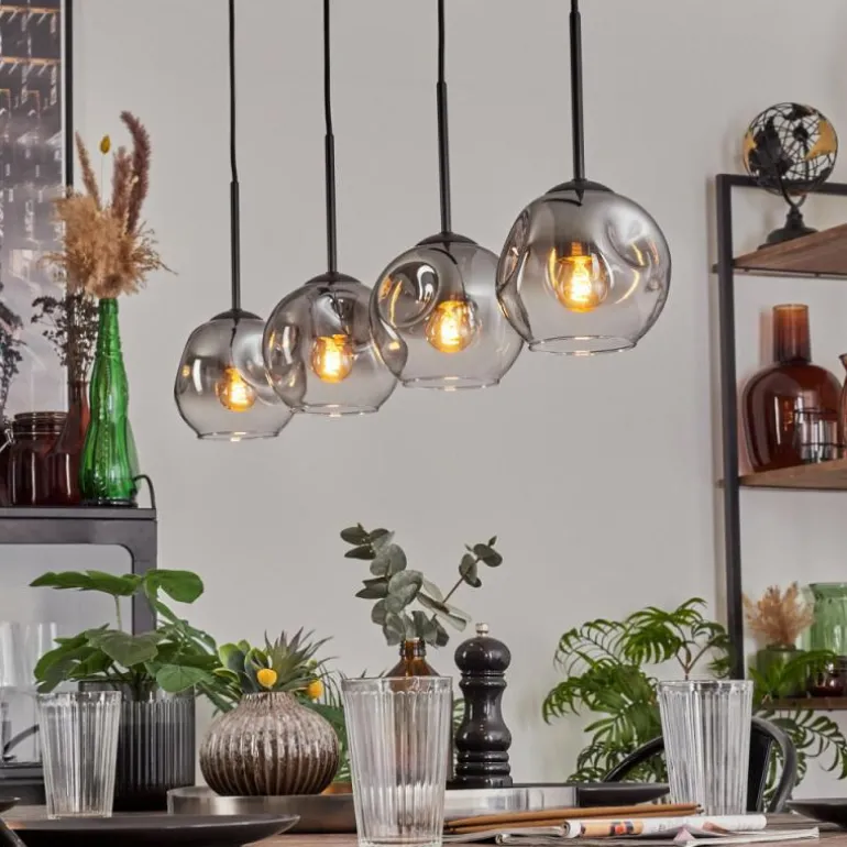 Ripoll Suspension Noir, 4 lumières