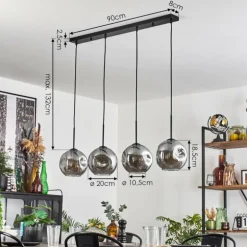 Ripoll Suspension Noir, 4 lumières