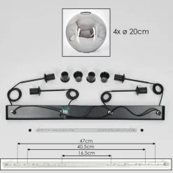 Ripoll Suspension Noir, 4 lumières