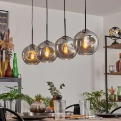 Ripoll Suspension Noir, 4 lumières