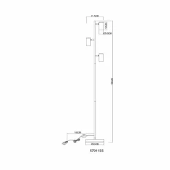 Robby Lampadaire Luminaires Globo Lighting Chrome, Noir, 3 lumières