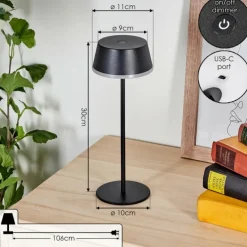 Romdrup Lampe de table d'extérieur, Lampe à poser LED Noir, 1 lumière
