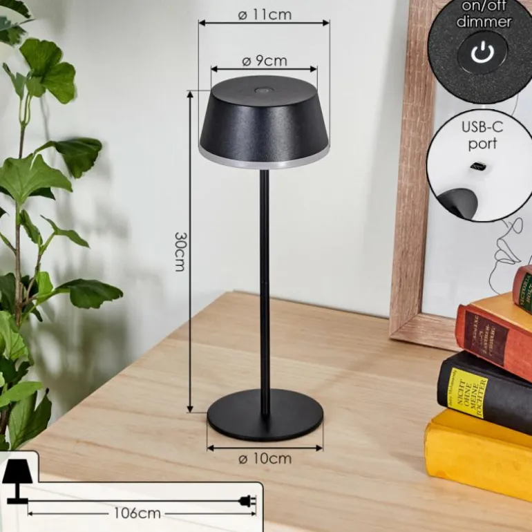 Romdrup Lampe de table d'extérieur, Lampe à poser LED Noir, 1 lumière