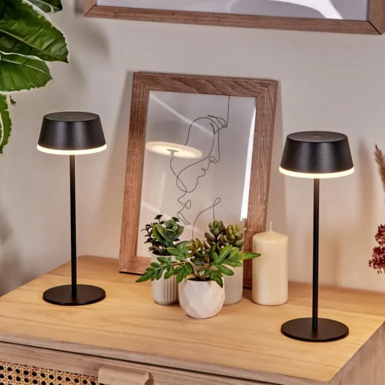 Romdrup Lampe de table d'extérieur, Lampe à poser LED Noir, 1 lumière