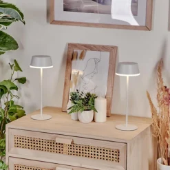 Romdrup Lampe de table d'extérieur, Lampe à poser LED Blanc, 1 lumière