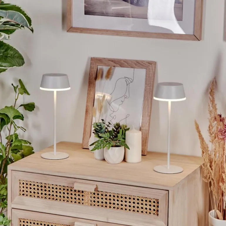 Romdrup Lampe de table d'extérieur, Lampe à poser LED Blanc, 1 lumière