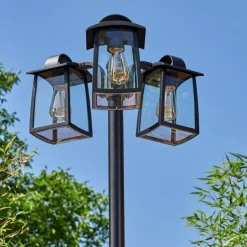 Réverbère Trosa Noir, 3 lumières