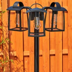 Réverbère Trosa Noir, 3 lumières