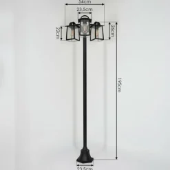 Réverbère Trosa Noir, 3 lumières