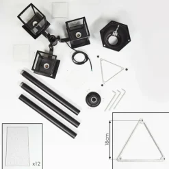 Réverbère Trosa Noir, 3 lumières