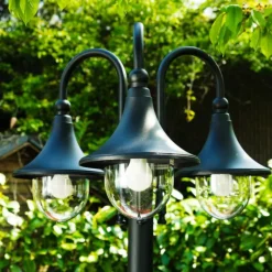 Réverbère Elgin Noir, 3 lumières