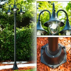 Réverbère Elgin Noir, 3 lumières