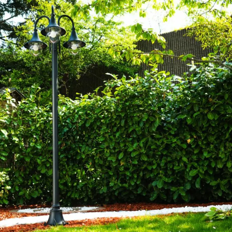 Réverbère Elgin Noir, 3 lumières