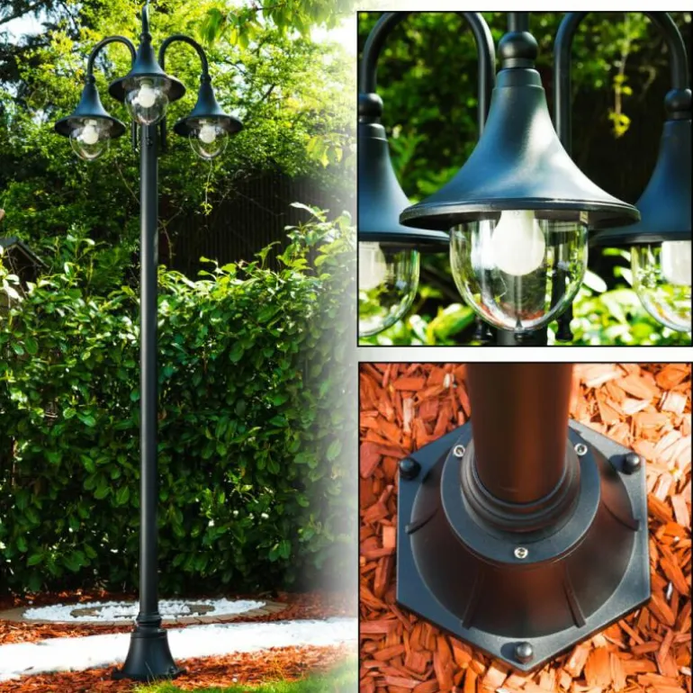 Réverbère Elgin Noir, 3 lumières