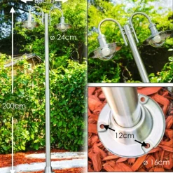 Réverbère Elima Acier inoxydable, 2 lumières