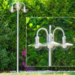 Réverbère Elima Acier inoxydable, Transparent, 3 lumières