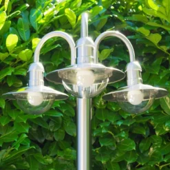 Réverbère Elima Acier inoxydable, Transparent, 3 lumières