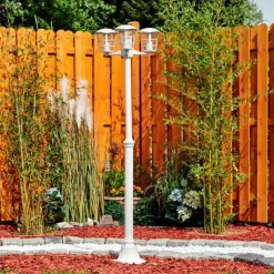 Réverbère Lalwori Blanc, 3 lumières